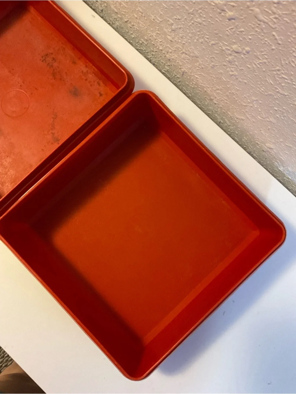 Vintage Tupperware 514-3 Paprika Snack-Stor Square Container with Lid lot of 2